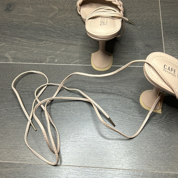 Cape Robbin Curve Woven Wrap Lace Heels Square Open Toe Quilted Nude Size 10 - Picture 11 of 12